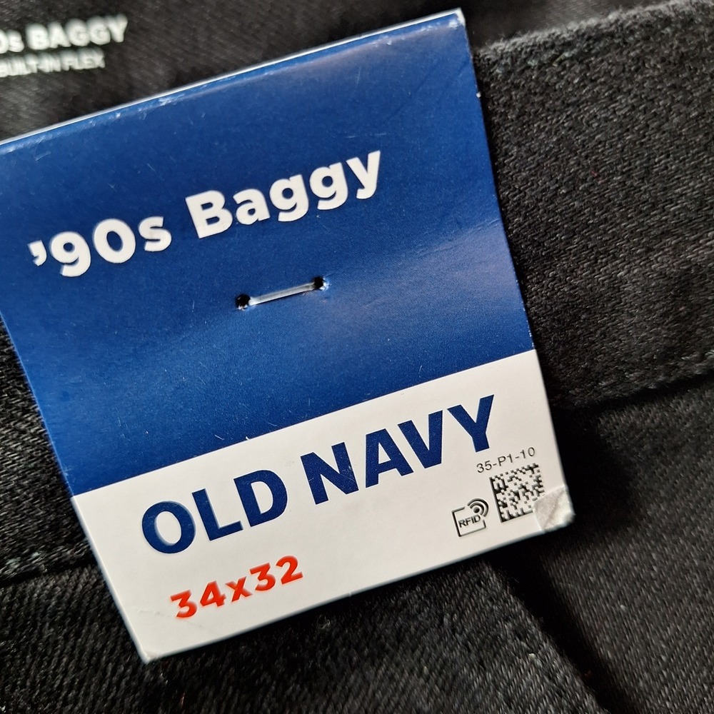 NWT$ OLD NAVY 90s Baggy 100% Cotton Built-In-Flex Jean Men Sz 34x32 Black Aug/25 - Picture 9 of 9